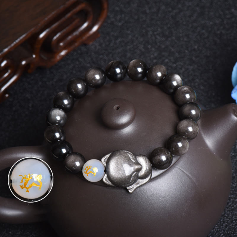 10 mm Regenbogen-Obsidian-Schutzarmband