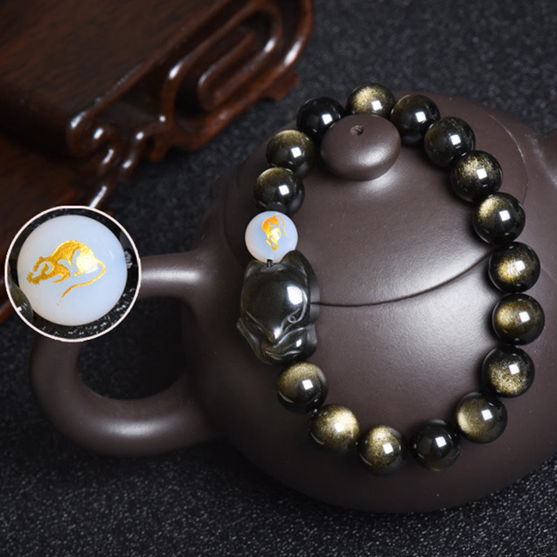 10 mm Regenbogen-Obsidian-Schutzarmband