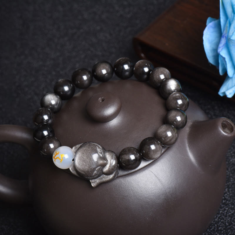 10 mm Regenbogen-Obsidian-Schutzarmband