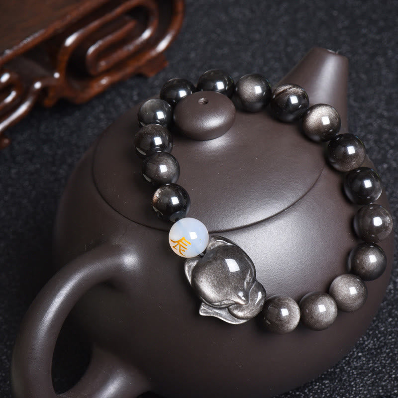 10 mm Regenbogen-Obsidian-Schutzarmband