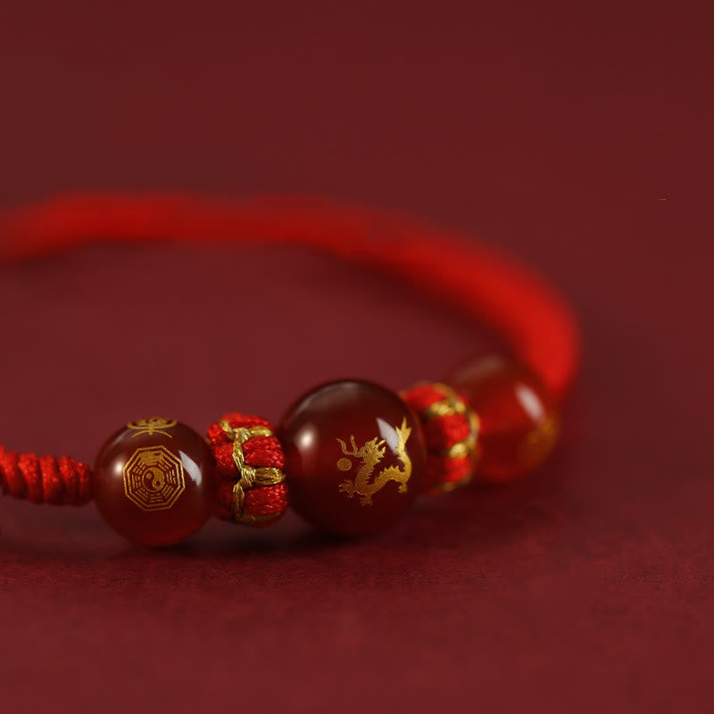 10 mm rotes Achat-Schutzarmband mit chinesischem Sternzeichen