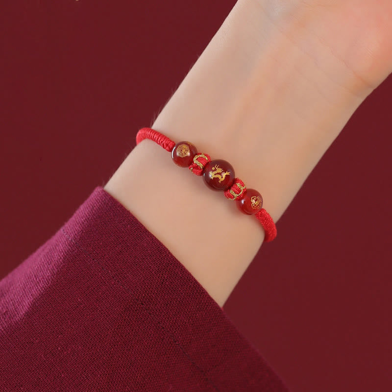 10 mm rotes Achat-Schutzarmband mit chinesischem Sternzeichen