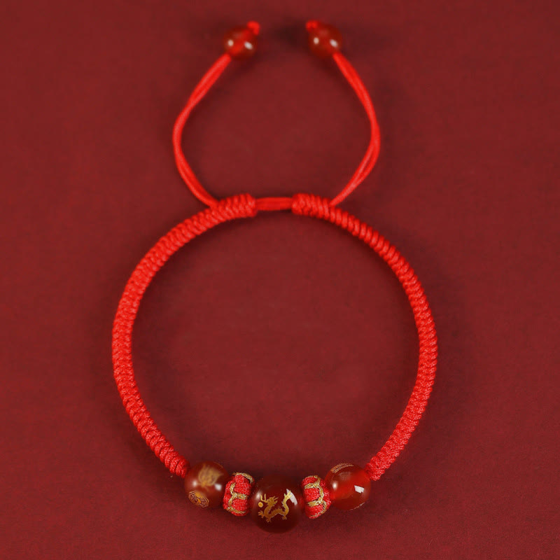 10 mm rotes Achat-Schutzarmband mit chinesischem Sternzeichen