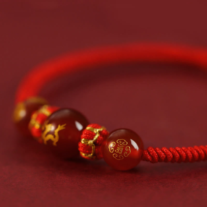 10 mm rotes Achat-Schutzarmband mit chinesischem Sternzeichen