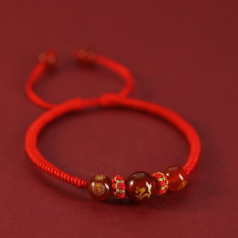 10 mm rotes Achat-Schutzarmband mit chinesischem Sternzeichen