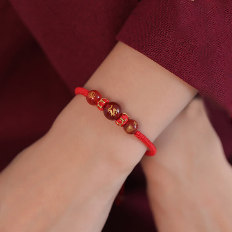 10 mm rotes Achat-Schutzarmband mit chinesischem Sternzeichen