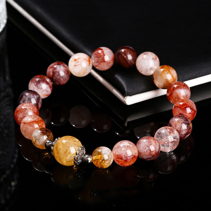 10 mm rotes Hämatoid-Quarz-Balance-Perlenarmband