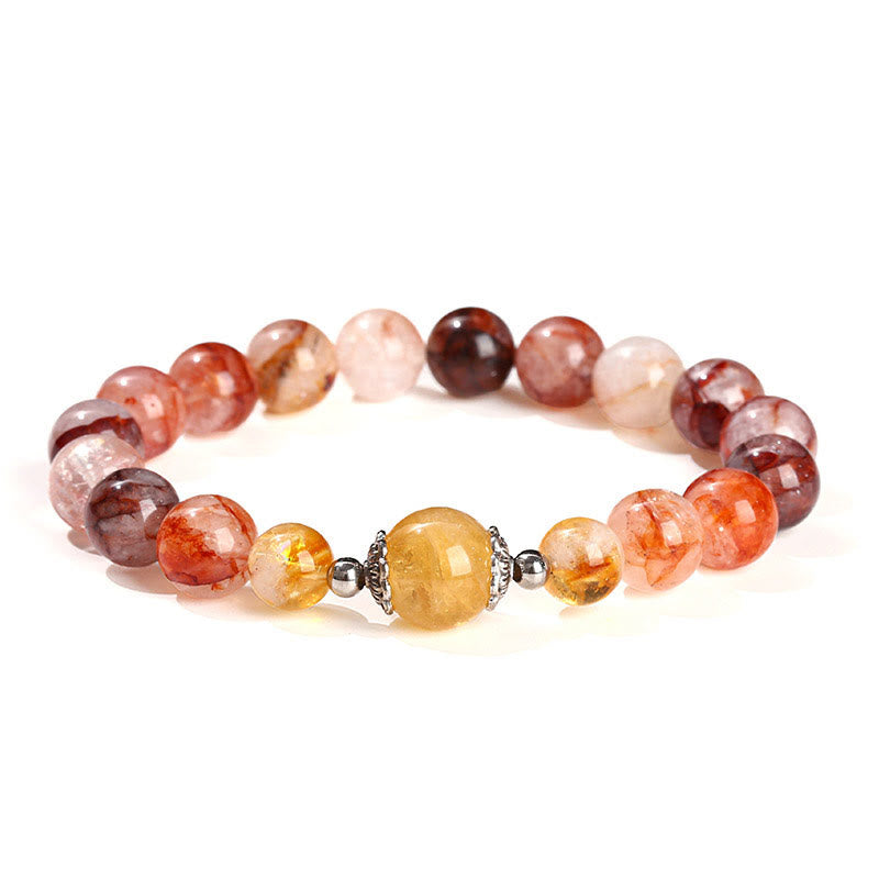 10 mm rotes Hämatoid-Quarz-Balance-Perlenarmband