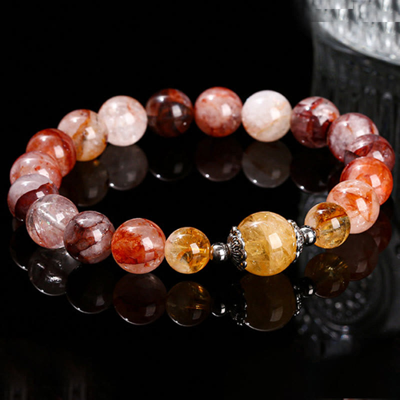 10 mm rotes Hämatoid-Quarz-Balance-Perlenarmband