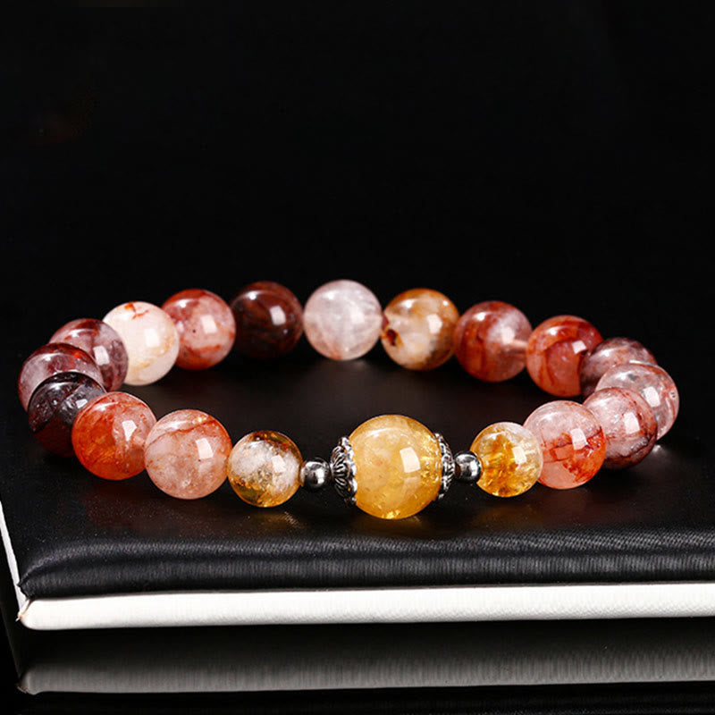 10 mm rotes Hämatoid-Quarz-Balance-Perlenarmband