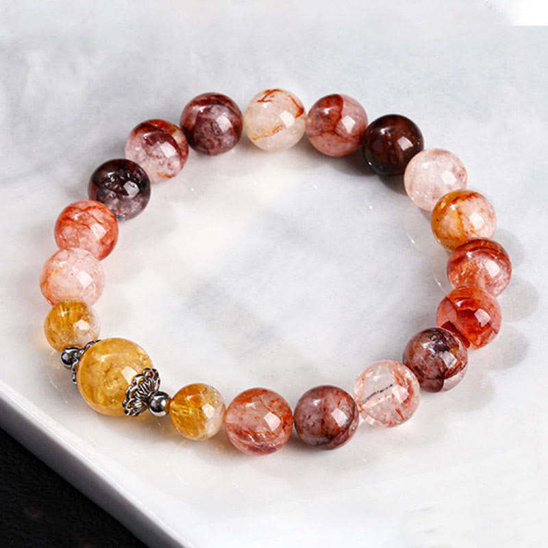 10 mm rotes Hämatoid-Quarz-Balance-Perlenarmband