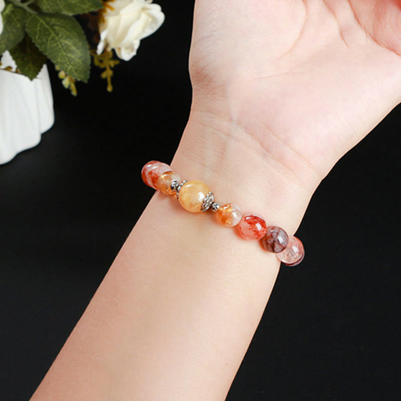 10 mm rotes Hämatoid-Quarz-Balance-Perlenarmband