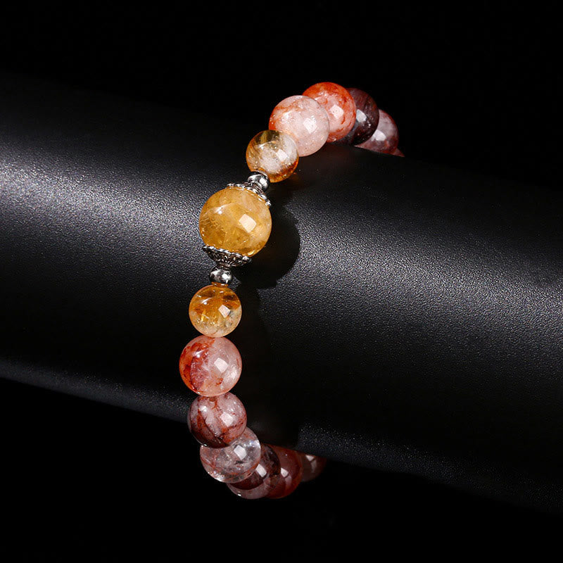 10 mm rotes Hämatoid-Quarz-Balance-Perlenarmband