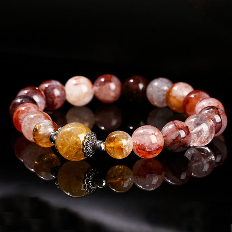 10 mm rotes Hämatoid-Quarz-Balance-Perlenarmband