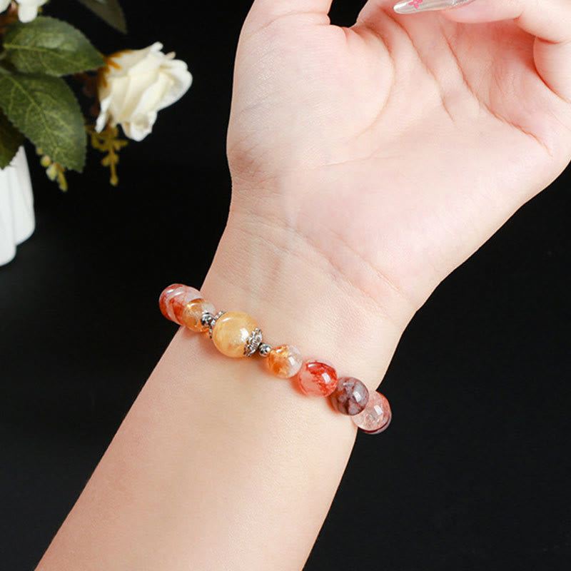 10 mm rotes Hämatoid-Quarz-Balance-Perlenarmband