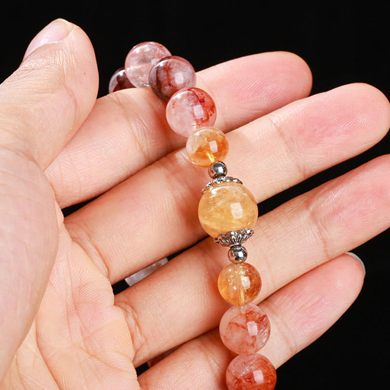 10 mm rotes Hämatoid-Quarz-Balance-Perlenarmband