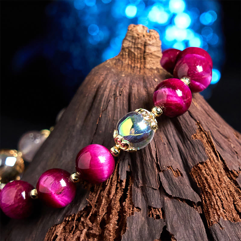 10 mm rotes Tigerauge-Schutzarmband für Damen