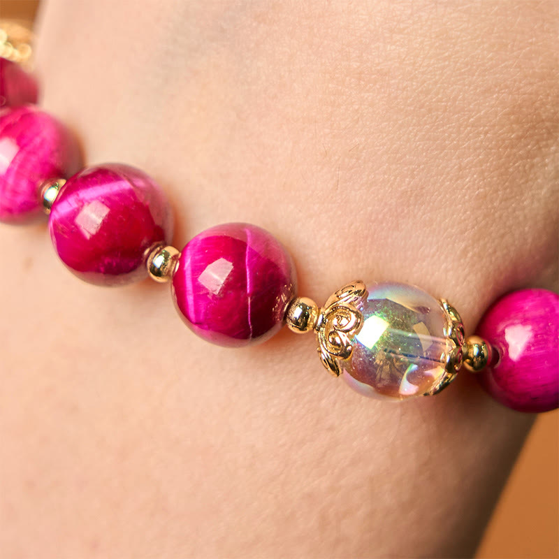 10 mm rotes Tigerauge-Schutzarmband für Damen