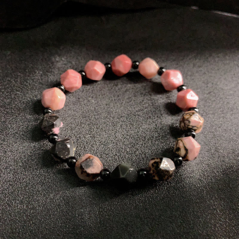 10 mm Rhodonit-Polygon-Armband für Damen