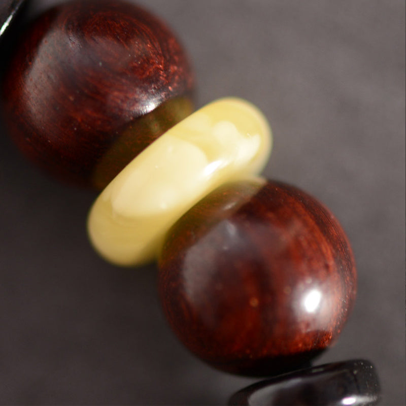10 mm kleines Blatt aus rotem Sandelholz Om Mani Padme Hum Schutzarmband