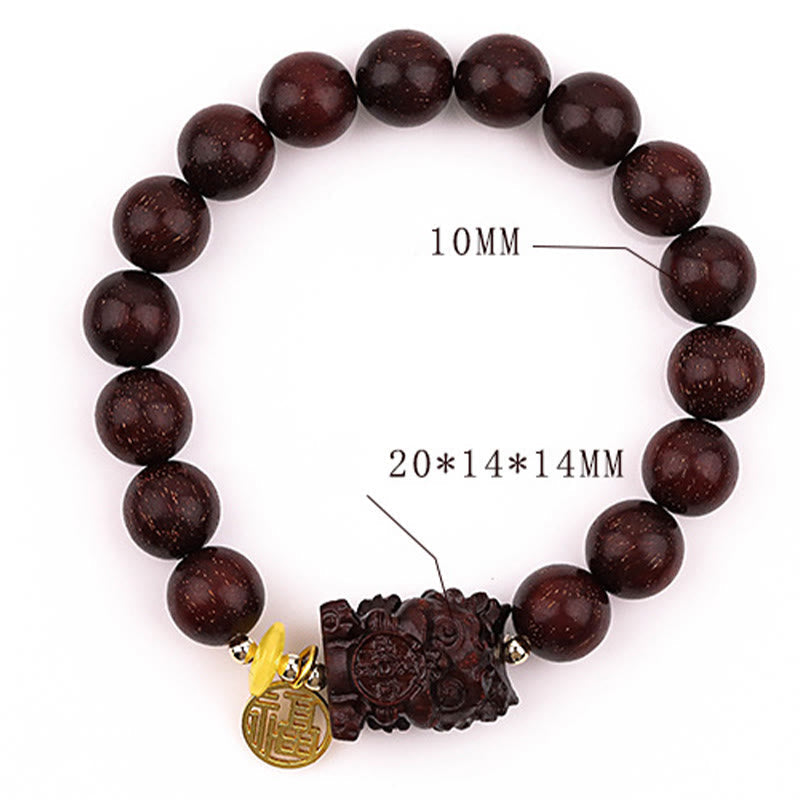 10 mm kleines spirituelles Armband aus rotem Sandelholz mit goldenem Schwalbenanhänger für Ruhe