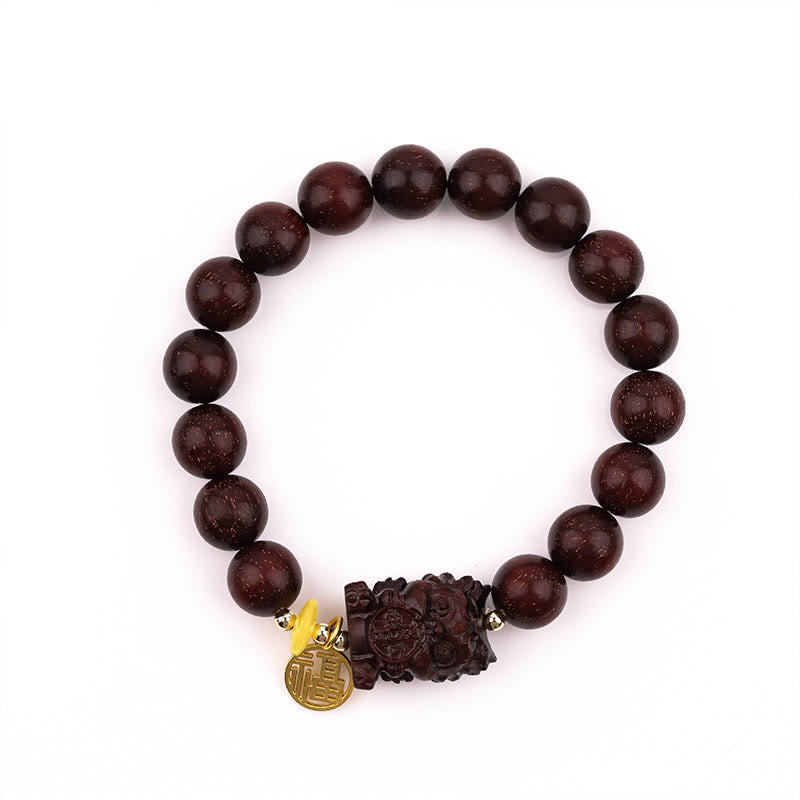 10 mm kleines spirituelles Armband aus rotem Sandelholz mit goldenem Schwalbenanhänger für Ruhe
