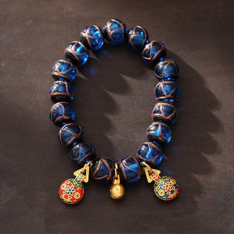 10 mm spirituelle Armbänder Blaues Liuli-Glas-Glücksbringer-Armband
