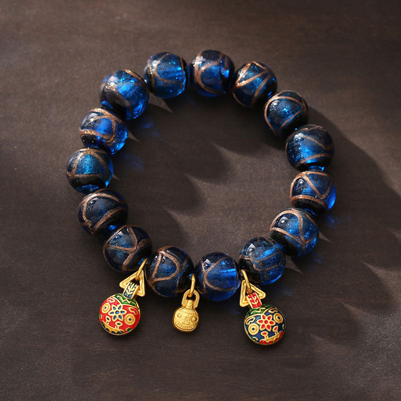 10 mm spirituelle Armbänder Blaues Liuli-Glas-Glücksbringer-Armband