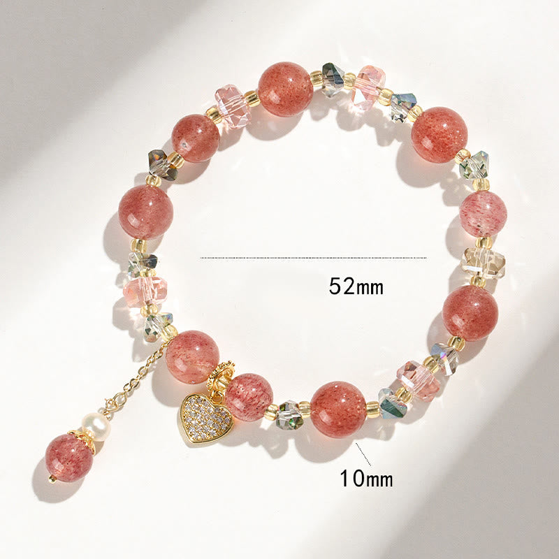 10 mm Erdbeerquarz-Herz-Heilarmband