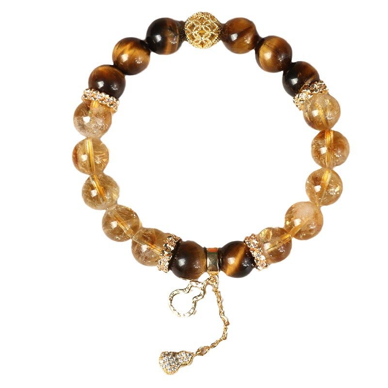 10 mm Tigerauge Citrin Glückskürbis Stärke Armband