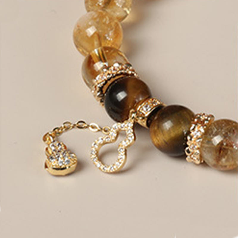 10 mm Tigerauge Citrin Glückskürbis Stärke Armband