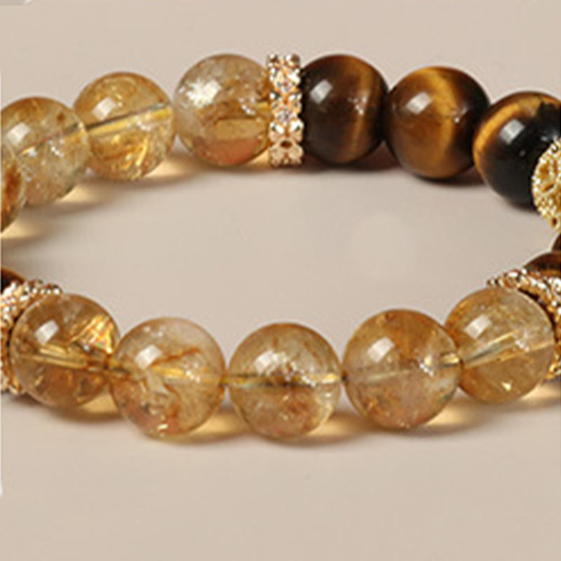 10 mm Tigerauge Citrin Glückskürbis Stärke Armband