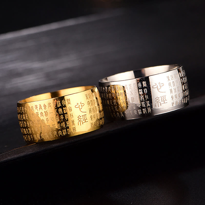 10 mm Titanstahl Herz Sutra Spiritueller Ring für Gleichgewicht