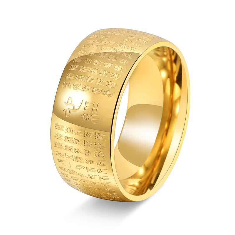 10 mm Titanstahl Herz Sutra Spiritueller Ring für Gleichgewicht