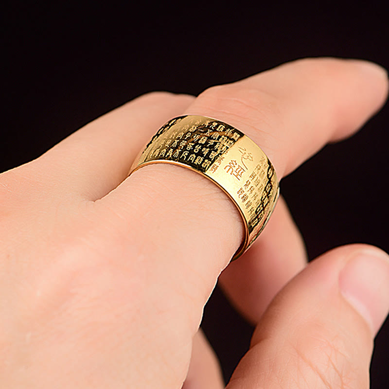 10 mm Titanstahl Herz Sutra Spiritueller Ring für Gleichgewicht