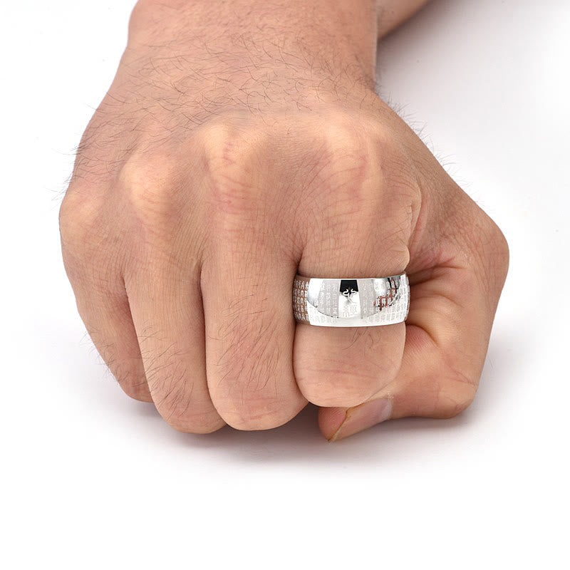 10 mm Titanstahl Herz Sutra Spiritueller Ring für Gleichgewicht