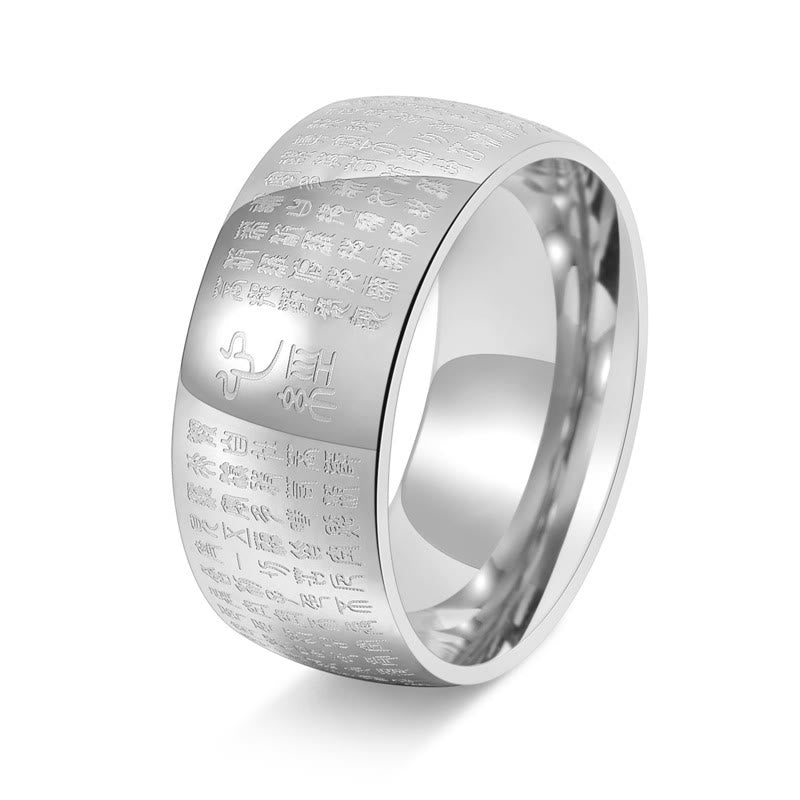 10 mm Titanstahl Herz Sutra Spiritueller Ring für Gleichgewicht