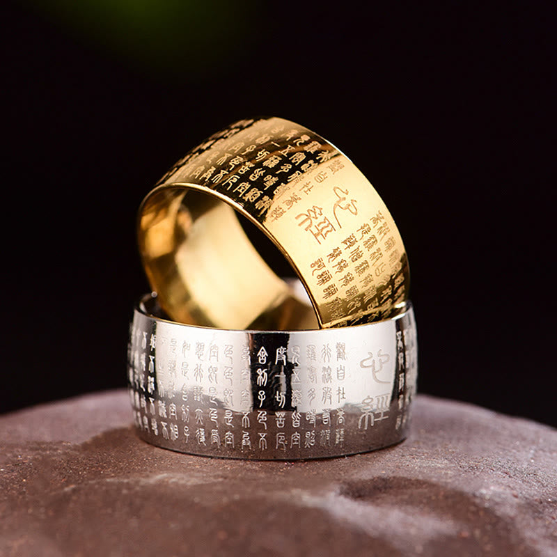 10 mm Titanstahl Herz Sutra Spiritueller Ring für Gleichgewicht