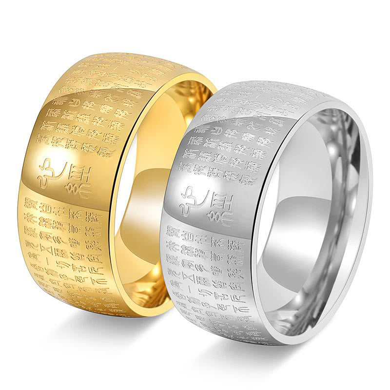 10 mm Titanstahl Herz Sutra Spiritueller Ring für Gleichgewicht