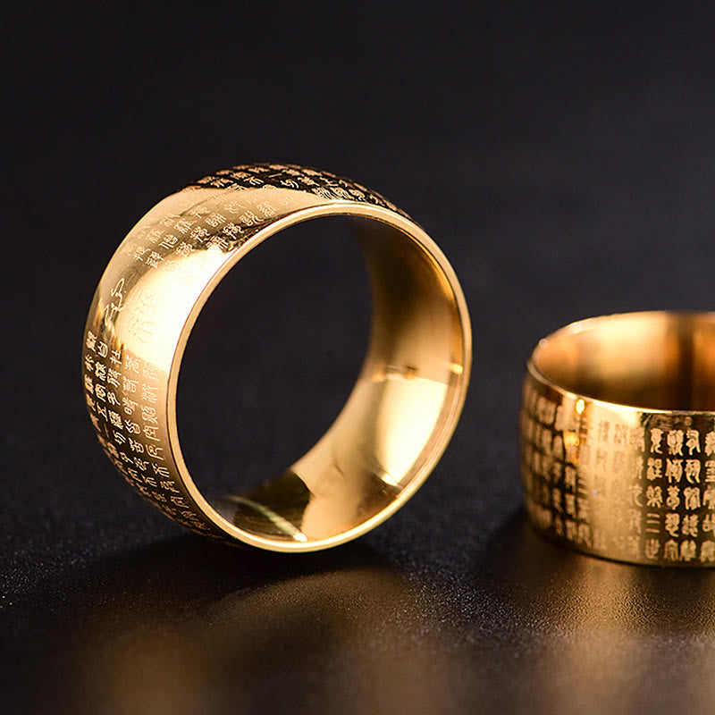 10 mm Titanstahl Herz Sutra Spiritueller Ring für Gleichgewicht