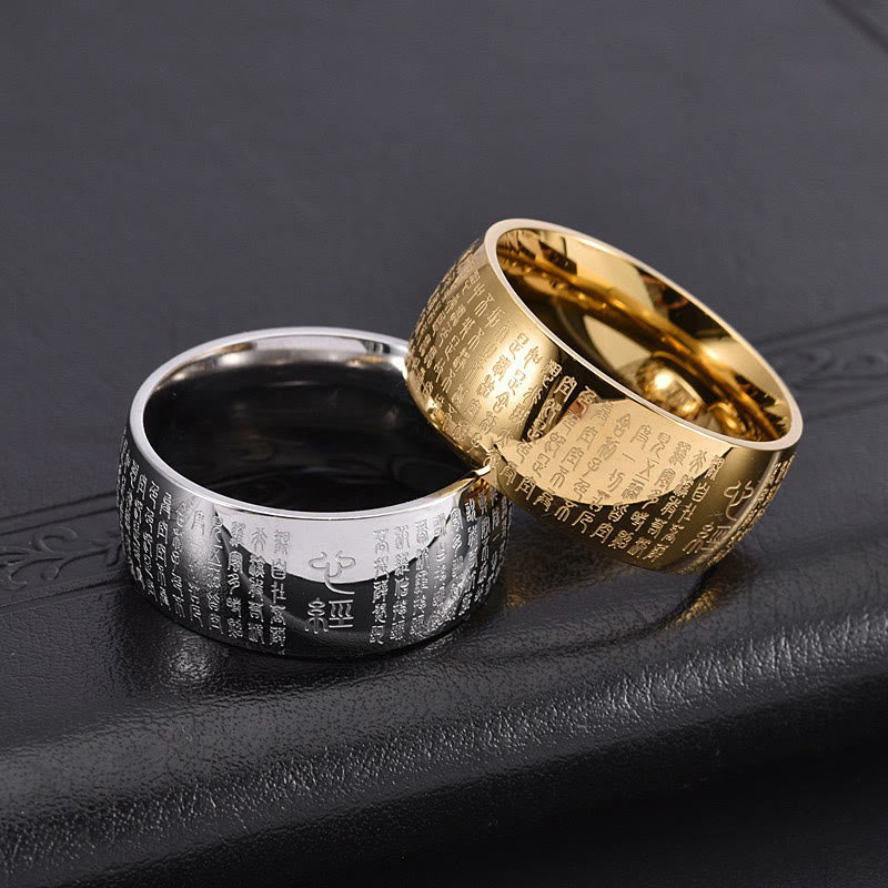 10 mm Titanstahl Herz Sutra Spiritueller Ring für Gleichgewicht