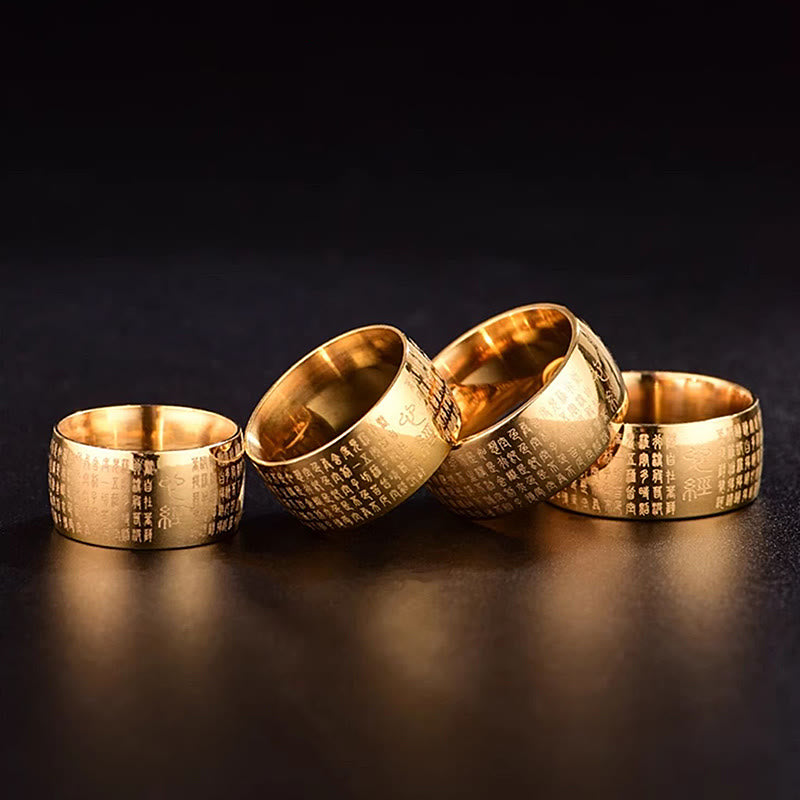 10 mm Titanstahl Herz Sutra Spiritueller Ring für Gleichgewicht