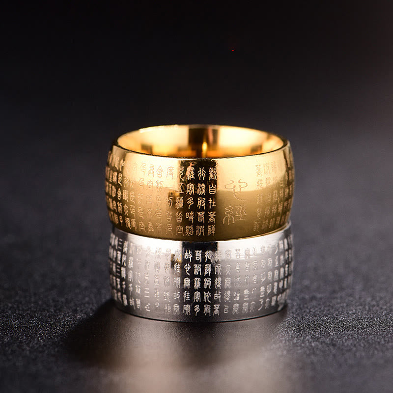 10 mm Titanstahl Herz Sutra Spiritueller Ring für Gleichgewicht