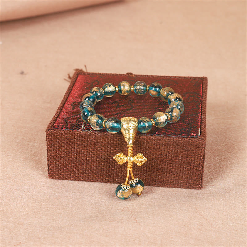 10 mm türkisfarbenes Dorje-Kraftperlenarmband