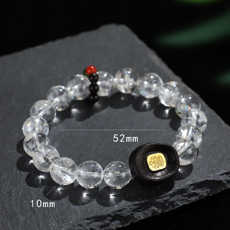 10 mm weißes Kristall-Ebenholz-Klarquarz-Heilarmband