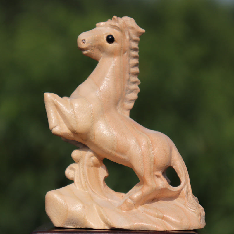 11,5 cm große Holzstatue mit dem Charakter „Jahr der Schlange Fu“ für die Heimdekoration