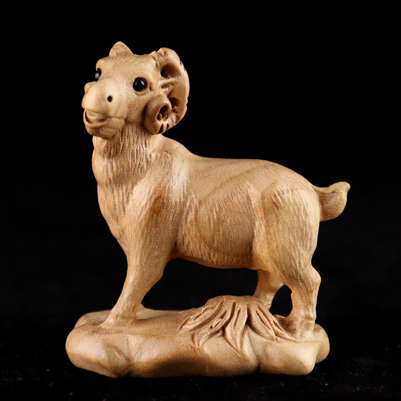 11,5 cm große Holzstatue mit dem Charakter „Jahr der Schlange Fu“ für die Heimdekoration