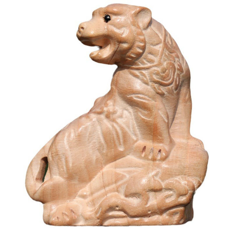 11,5 cm große Holzstatue mit dem Charakter „Jahr der Schlange Fu“ für die Heimdekoration