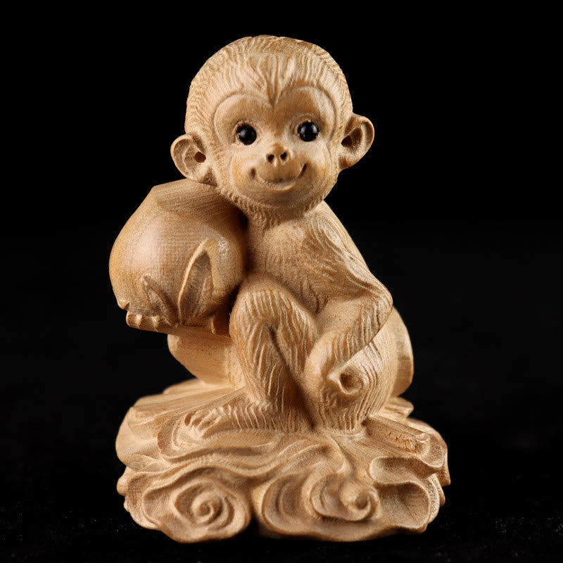11,5 cm große Holzstatue mit dem Charakter „Jahr der Schlange Fu“ für die Heimdekoration
