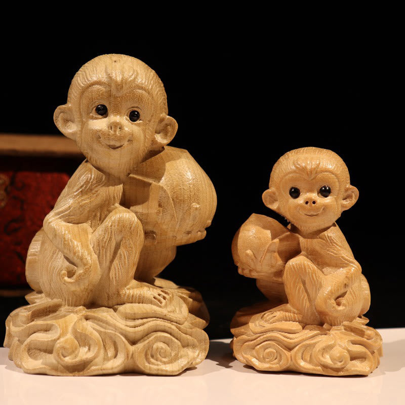 11,5 cm große Holzstatue mit dem Charakter „Jahr der Schlange Fu“ für die Heimdekoration